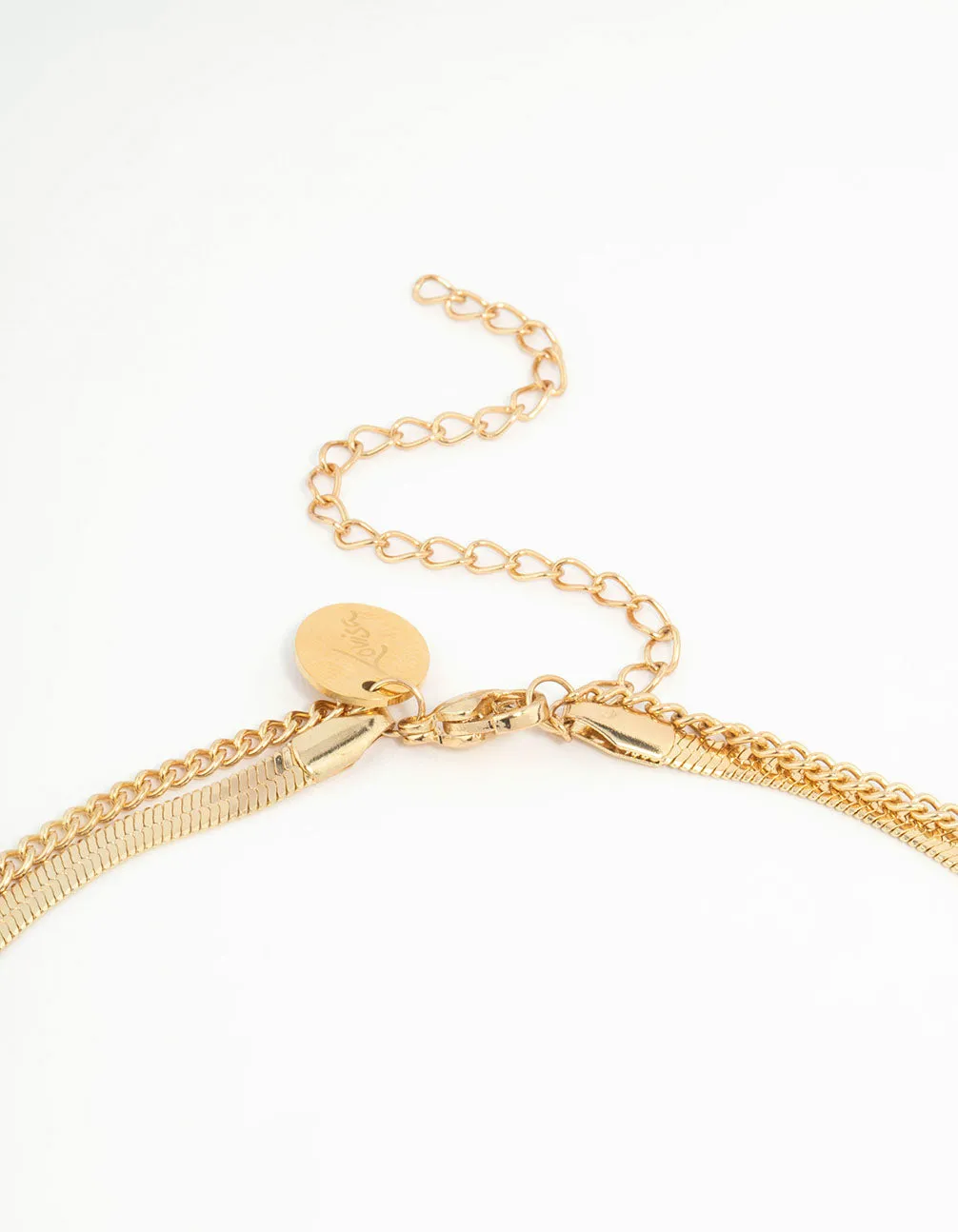 Waterproof Gold Plated Stainless Steel Cubic Zirconia Snake & Charm Layered Necklace